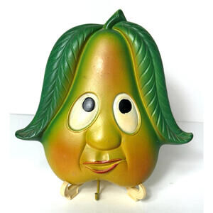 Vintage 1970 Miller Studio Inc PEAR Anthropomorphic Face Yellow Chalkware Hook